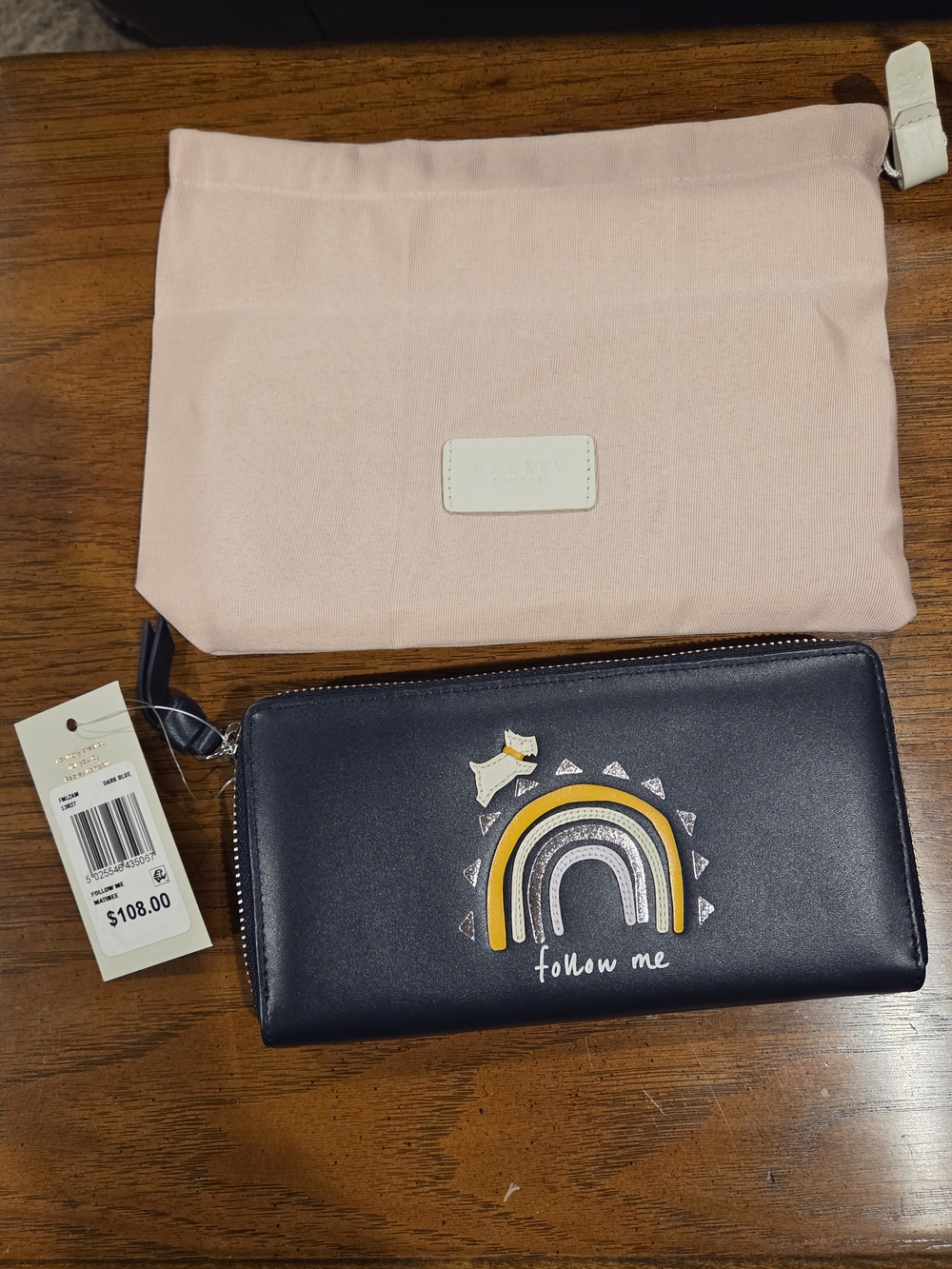 RADLEY LONDON Navy Zip Wallet with Pink Pouch